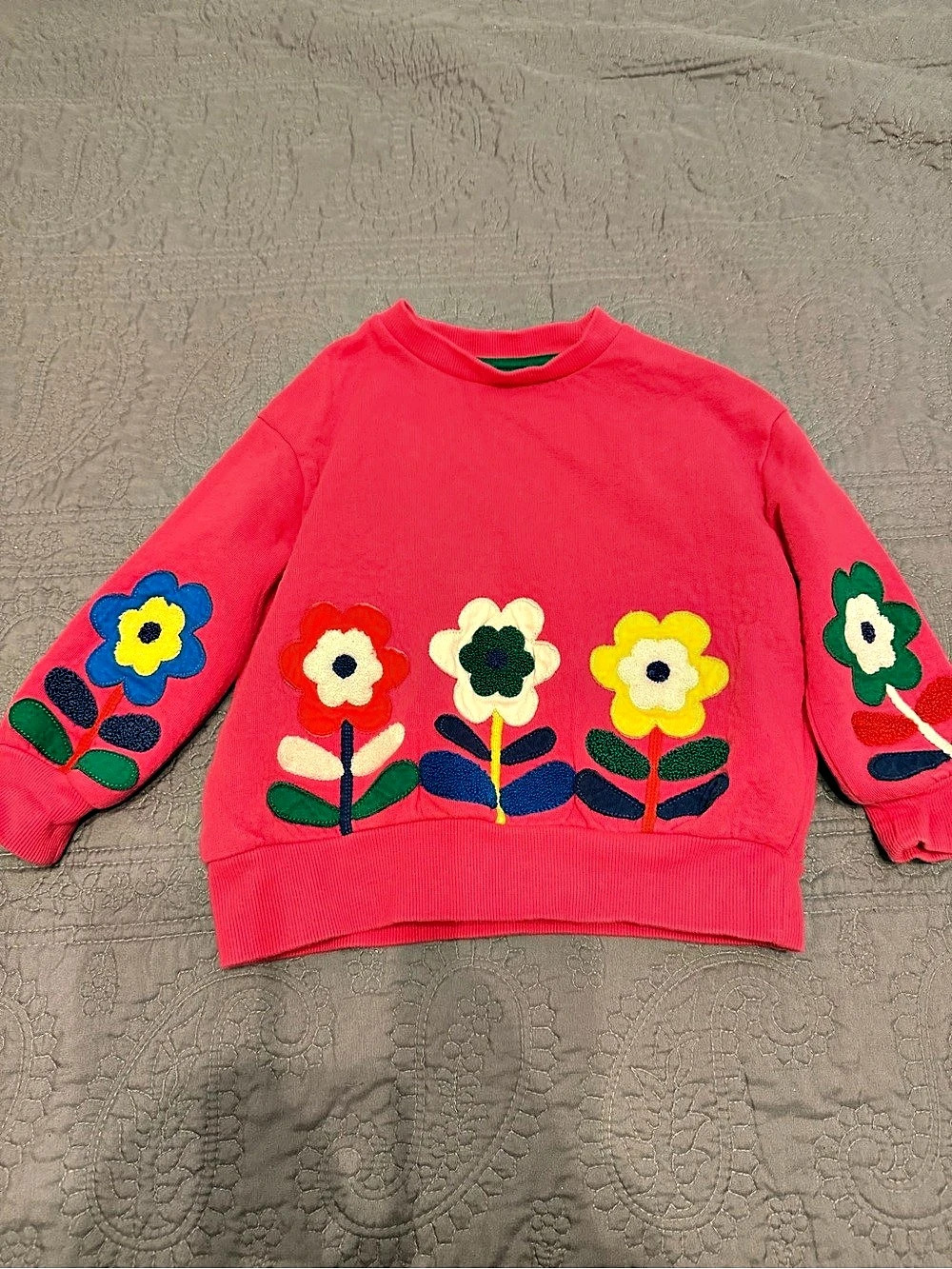 Mini Boden Floral Sweatshirt Pink & Green Girls 3-4 YRS